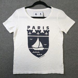 Petit Bateau X Konbini T Shirt Women Small Paris Crest Sailboat Graphic Tee 2015